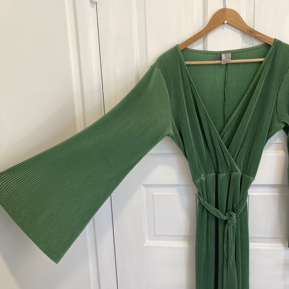 ASOS 6 UK 10 plisse wrap dress midi green